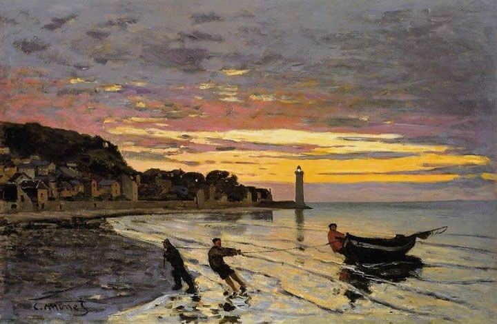 Claude Monet Hauling a Boat Ashore Honfleur